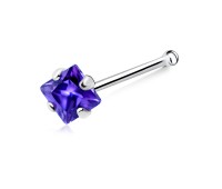 Diamond Prong Set Silver Bone Nose Stud NSKD-651